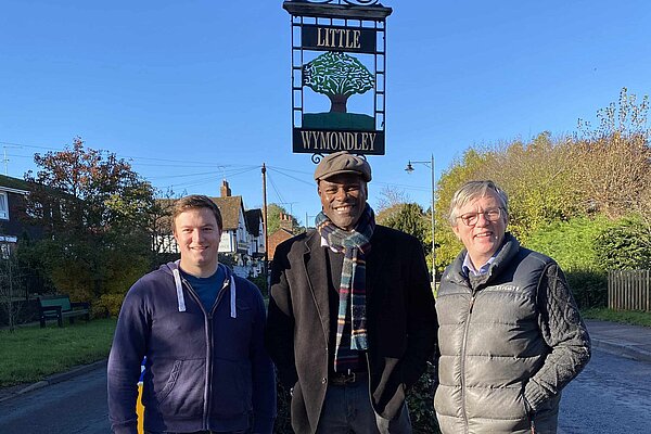 Lib Dem councillors and Little Wymondley sign